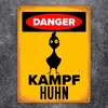 Danger Kampf Huhn Metallschild XXL in 28x38 cm mit Huhn Produktbild-Vorschau 2