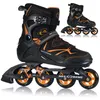A pair of black and orange inline skates are shown against a white background. A second pair of skates is visible in the upper right corner of the image. Podgląd zdjęcia produktu