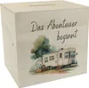 Abenteuer Wohnwagen Spardose aus Holz mit Spruch Das Produktbild-Vorschau 1