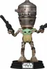 A Funko Pop! figure of IG-11 with Grogu (The Child) from Star Wars, holding two blasters, standing on a black base with the Star Wars logo. Produktbild-Vorschau