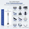 A collage of images showcasing the components and features of a cordless vacuum cleaner. Produktbild-Vorschau