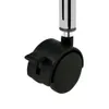 A close-up of a black caster wheel with a silver metal stem, attached to a black plastic housing. Produktbild-Vorschau