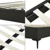 A collage of four close-up images showing the details of a bed frame. Produktbild-Vorschau