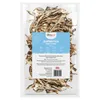 A clear plastic bag filled with dried fish, with a blue label on the front. Produktbild-Vorschau