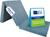 A blue foldable mat with certifications attached. Produktbild-Vorschau
