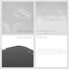 A collage of four images showcasing a clear phone case, highlighting its features like camera protection, cut-outs, screen protection, and clarity. Produktbild-Vorschau