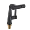 A black kitchen faucet with a gold threaded base is shown against a white background. Náhled obrázku produktu