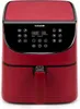 A red Cosori air fryer is shown from the front against a white background. Produktbild-Vorschau