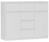 Komoda 120 cm 6 zásuvky 2 dveře skříňka FRAMIRE S-62D bílá Náhled obrázku produktu 1