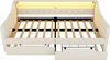 A cream-colored upholstered daybed with a wooden slat mattress support and two open storage drawers underneath. An LED light strip is visible above the headboard. Náhled obrázku produktu