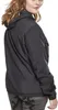 A woman wearing a black windbreaker jacket and camouflage pants, shown from the side. Produktbild-Vorschau
