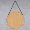 Wandspiegel 38cm Rund Bambus Holz Kunstleder Flurspiegel Produktbild-Vorschau 7