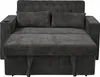 A dark gray sofa bed is shown from the front, with the bed extended. Produktbild-Vorschau