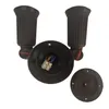 A dark brown, two-headed outdoor wall light fixture with exposed wiring and a separate mounting plate. Produktbild-Vorschau