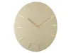 A minimalist wall clock with a light green face and gold hour markers and hands, presented on a white background. Voir les images du produit