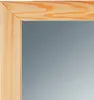 A close-up view of the corner of a mirror with a wooden frame. Produktbild-Vorschau