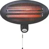 A wall-mounted infrared heater with glowing heating elements.