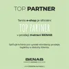 An advertisement for a "TOP PARTNER" e-shop selling BENAB mattresses, highlighting their high standards of sales, logistics, and customer service. The BENAB logo and website are displayed at the bottom. Náhled obrázku produktu