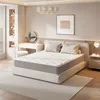 A bedroom scene featuring a mattress on a bed frame, with a bedside table and vanity. Produktbild-Vorschau