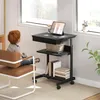 HOMCOM Schreibtisch mit Rollen platzsparender Computertisch Produktbild-Vorschau 7