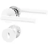 A white door handle set with a round rosette and a keyhole escutcheon. Produktbild-Vorschau