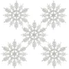 Five silver glitter snowflakes arranged in a cross shape on a white background. Anteprima dell’immagine prodotto