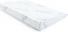 A white wedge pillow with a zipper closure, featuring a repeating pattern of the brand logo. Produktbild-Vorschau