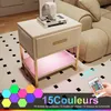 Table de chevet en velours beige avec LED multicolores, 1 Voir les images du produit 4