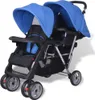vidaXL Poussette tandem acier bleu et noir Voir les images du produit 9