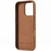 The inside of a tan leather phone case for an iPhone 16 Pro, showing the MagSafe ring. Voir les images du produit