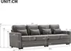 A diagram showing the dimensions of a sofa. Voir les images du produit