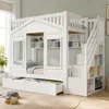 Merax Etagenbett Hochbett 90x200cm mit Stauraumtreppe, Produktbild-Vorschau 2