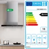 A kitchen range hood with an energy efficiency label. Produktbild-Vorschau