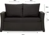 A front view of a dark grey outdoor sofa with cushions, showing dimensions. Anteprima dell’immagine prodotto