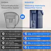 Comparison of two water filter pitchers, one traditional and one electric, with feature highlights. Podgląd zdjęcia produktu