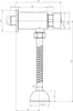 Technical drawing of a urinal flush valve with dimensions. Anteprima dell’immagine prodotto