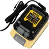 A DeWALT battery charger is shown attached to a battery pack. Náhľad obrázku produktu