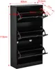 A black shoe cabinet with its dimensions indicated by red lines and text. Náhľad obrázku produktu