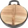 Wok en fonte avec 2 poignées Couvercle en bois Poêle à Voir les images du produit 4
