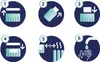 A series of 6 circular diagrams illustrating a process, likely product usage instructions. Anteprima dell’immagine prodotto