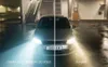 A car's headlights are shown in a split image, comparing OSRAM Night Breaker LED Speed lights with standard lights. Produktbild-Vorschau