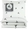 A folded duvet and pillowcase set with a deer pattern, displayed on a white background. Produktbild-Vorschau