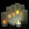 A set of LED tea lights on a charging base against a black background. Produktbild-Vorschau