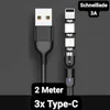 Magnetische LED Ladekabel, 3A, USB-C, 3xType C Stecker, 2 Produktbild-Vorschau 2