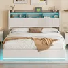 ProximaX Schlafbett 160x200 cm Weiß Samt mit LED-Lichtband, Produktbild-Vorschau 2