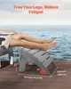 A person's legs resting on an ottoman next to a body of water. Podgląd zdjęcia produktu