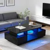 Merax Tavolino lucido con 2 cassetti e illuminazione a LED, Anteprima dell’immagine prodotto 6