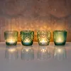 4er Set Windlicht H7,5cm Glas Türkis Teelichthalter Produktbild-Vorschau 5