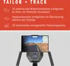 A marketing image for an exercise bike, showing features and a screen display. Produktbild-Vorschau