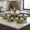 Hot Chef Topfset 10-teilig Granit-Optik Grün Antihaft Produktbild-Vorschau 2